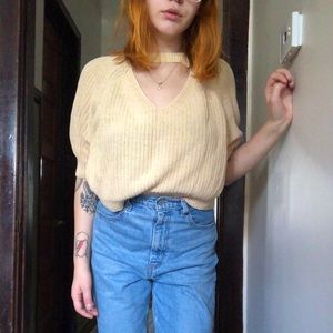 Cropped keyhole sweater